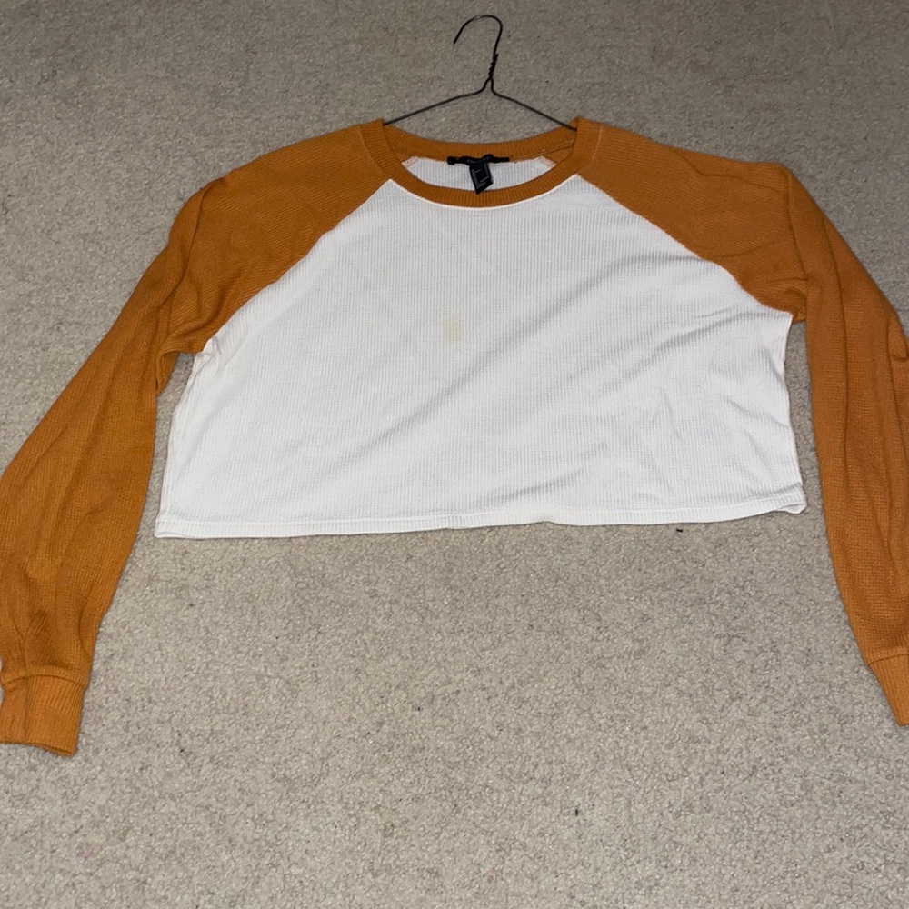 Cropped waffle shirt